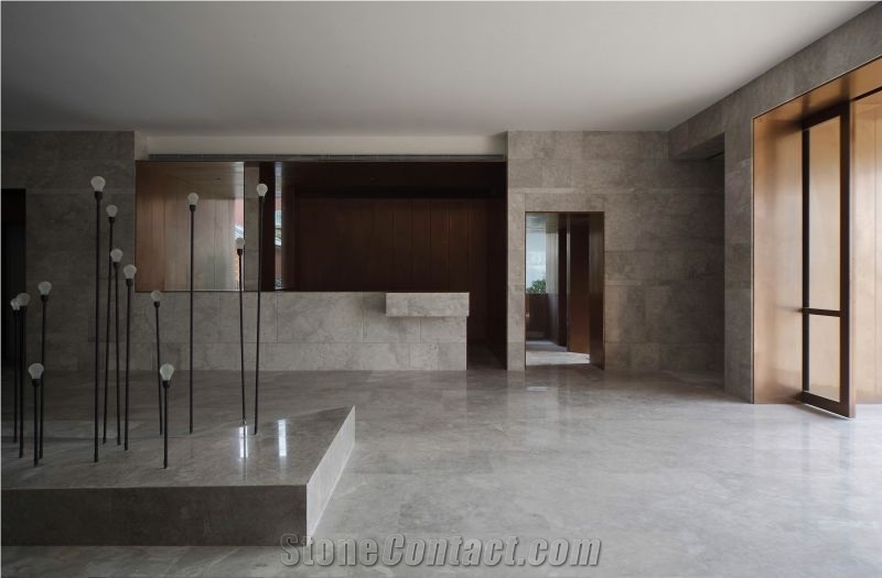 Las Hongkong Office In Abba White Marble Tile Walling Polished
