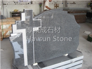 Cross Headstone Dark Grey G654 Granite Polak Tombstone Cemetery Tombstone