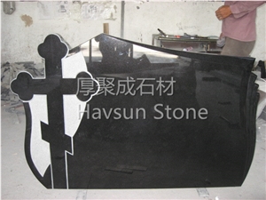 Poland Style Gravestone Shanxi Black Granite Headstone