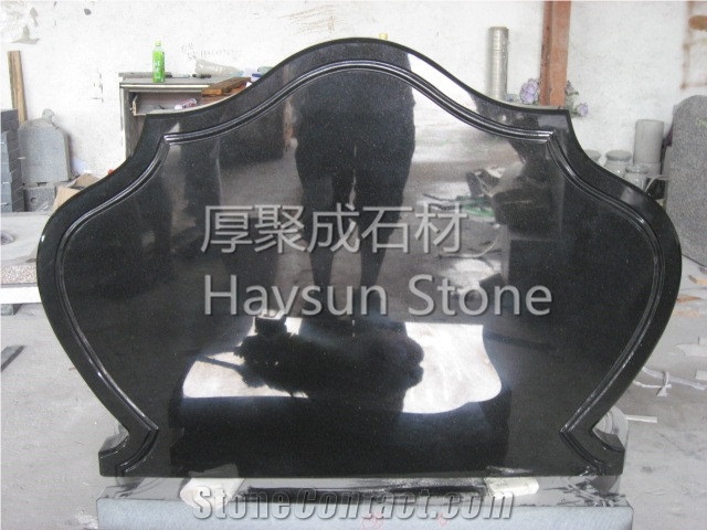 Poland Style Gravestone Shanxi Black Granite Headstone