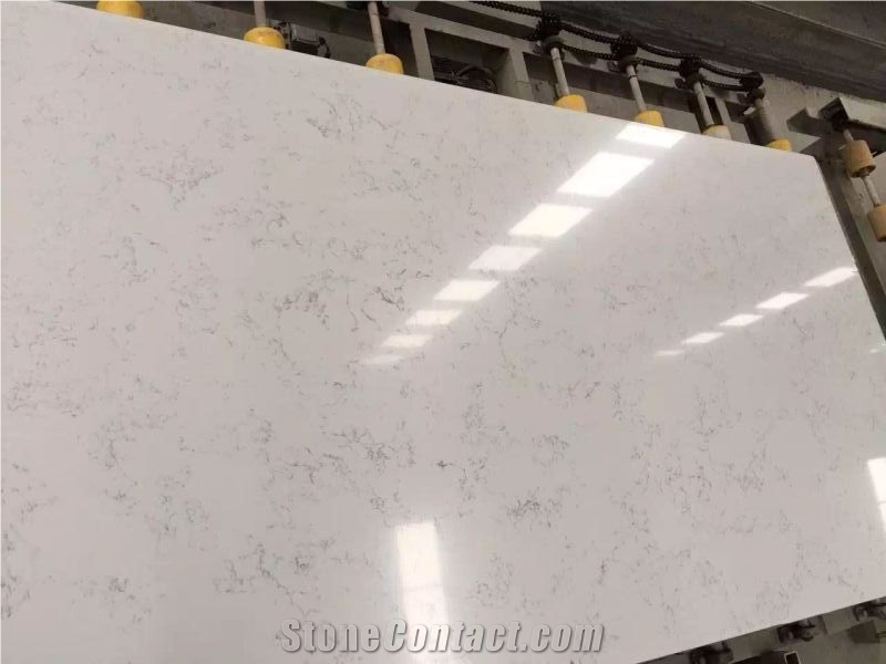 D3001 Carrara Quartz Stone Kitchen Countertops with the Best and 100% Guaranteed Quality and Services Slab Sizes 126 *63 And118 *55 for Multifamily/Hospitality Projects