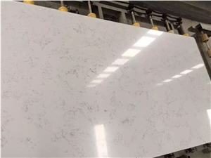 D3001 Carrara Quartz Stone Kitchen Countertops with the Best and 100% Guaranteed Quality and Services Slab Sizes 126 *63 And118 *55 for Multifamily/Hospitality Projects