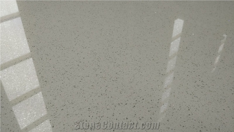 White Mirror Engineered Quartz Stone Kitchen Countertop Non-Porous Surface and Unique Blend Of Beauty and Easy Care for Multifamily/Hospitality Projects Standard Sizes 3000*1400mm and 3200*1600mm