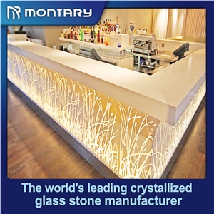 Modern L Shape with Led Lighting Inside Semiprecious Bar Tops