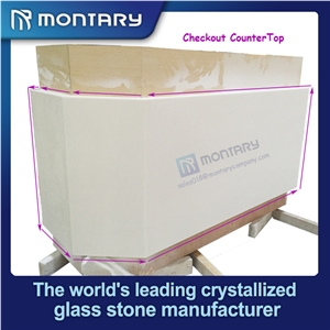 Top Quality Super White Crystallized Glass Panels Cashier Counter Table