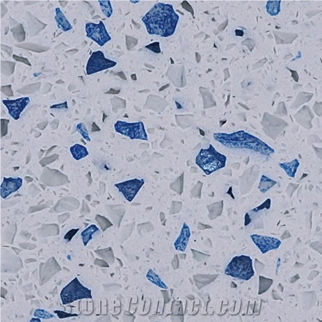 Blue Grain Quartz Slab Fleck Quartz Stone From China