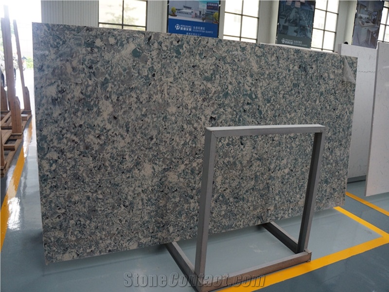 Colorful Green Quartz Stone Slabs,China Artificial Stone, Solid Surface Stone