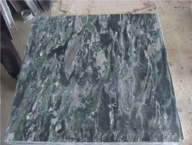 300x300mm Polished Sea Wave Green Granite Tiles, China Green Granite