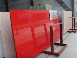 China Red Quartz Stone Slabs