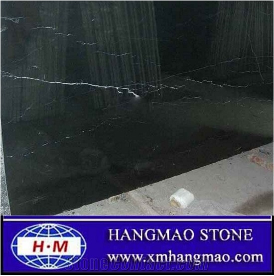 Chinese Black Marble Nero Marquina Slabs & Tiles