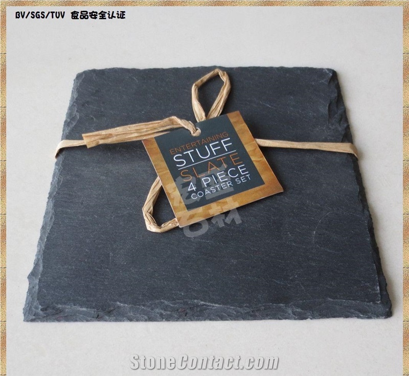 Customized China Black Slate Coaster for Sale