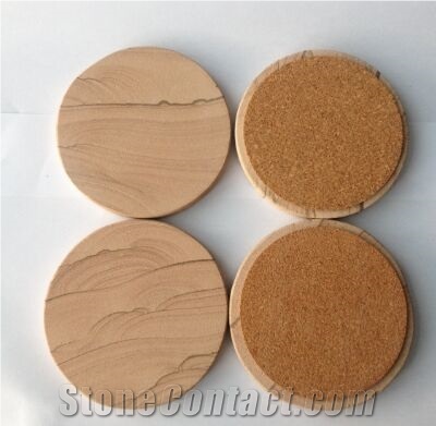 Honed Round Shape Sandstone Coasters