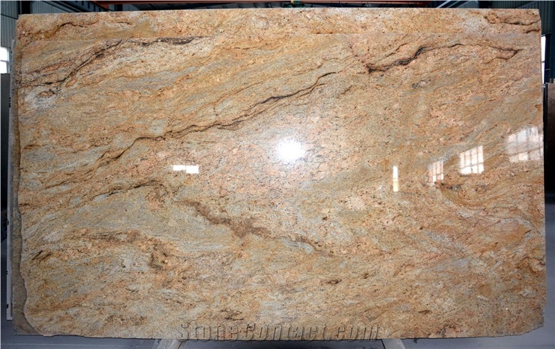 Indian Kashmir Gold Granite Slabs in Stock, India Yellow Granite