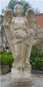 Large Dian Yellow Marble Angel Sculptures for Sale