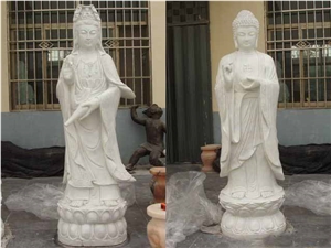 Nature Stone Handcarved Buddah Religious Statues China White Marble Sculpture