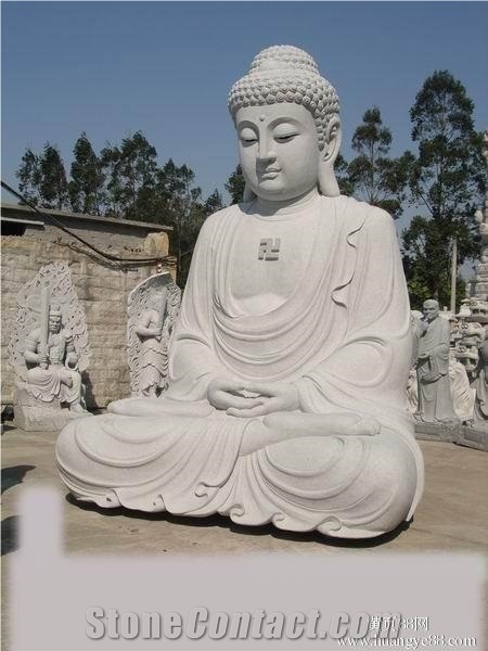 Nature Stone Handcarved Buddah Religious Statues China White Marble Sculpture