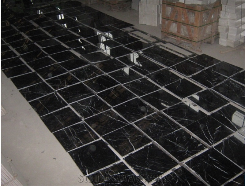 Nero Marquina Black Marble Tile & Slab for Flooring Design
