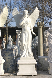 Pure White Marble Landscape Lady Angel Sculptures