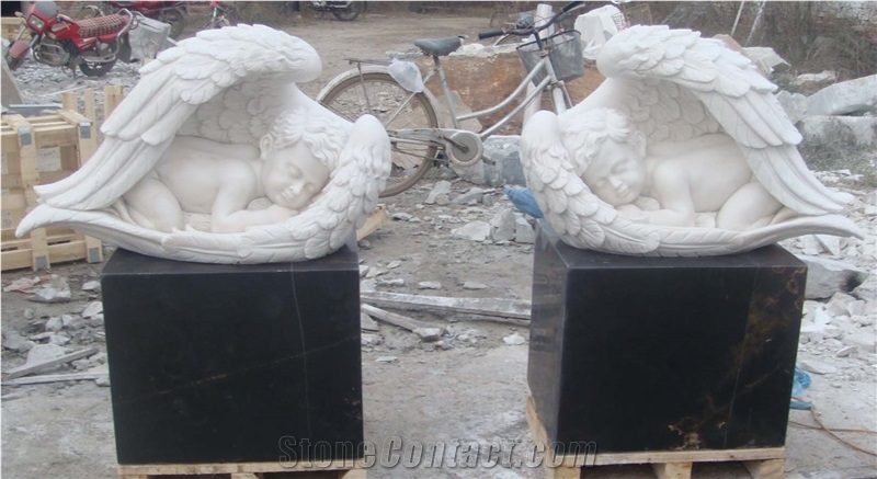 White Marble Small Boy Angel Sculptures for Graden