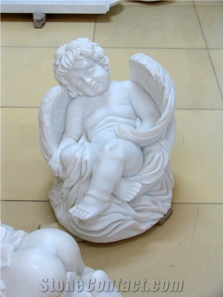 White Marble Small Boy Angel Sculptures for Graden