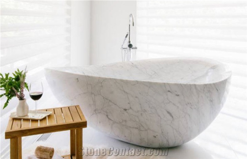 Pure White Marble Solid Bathtub