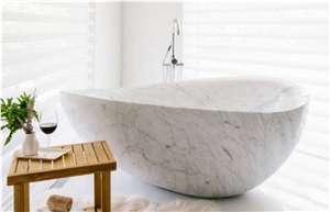 Pure White Marble Solid Bathtub