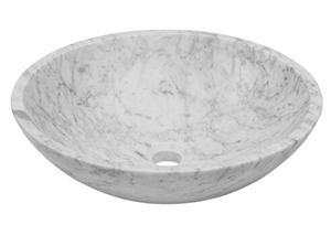 Carrara White Marble Round Vessel Sinks, Bianco Carrara White Marble Basins