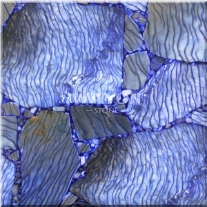 Natural Crystal Gem Stone Tiles and Slabs, Blue Dongling Semiprecious Stone