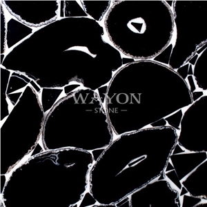 Natural Crystal Gemstone Tiles & Slabs, Black Agate Semiprecious Stone