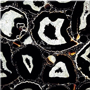 Natural Crystal Gemstone Tiles & Slabs, Black Agate Semiprecious Stone