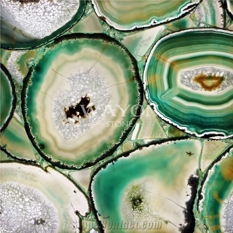 Natural Crystal Gemstone Tiles & Slabs, Green Agate Semiprecious Stone