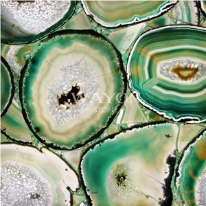Natural Crystal Gemstone Tiles & Slabs, Green Agate Semiprecious Stone