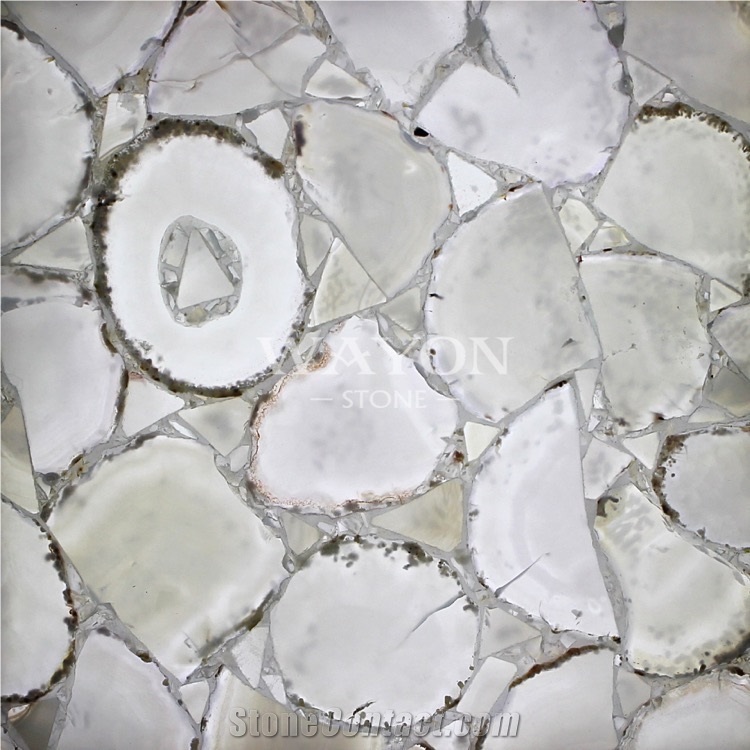 Natural Crystal Gemstone Tiles & Slabs, White Agate Semiprecious Stone