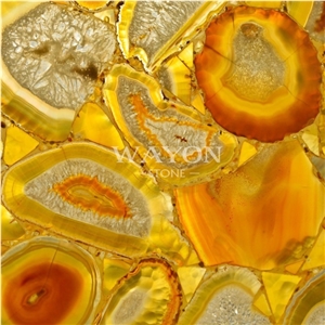 Natural Crystal Gemstone Tiles & Slabs, Yellow Agate Semiprecious Stone