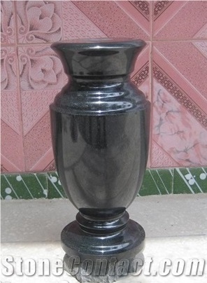 China Black Granite Vase, Monument, Gravestone Urns