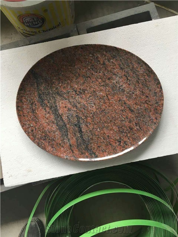 Multicolor Red Granite Fruit Plate Red Granite Dish