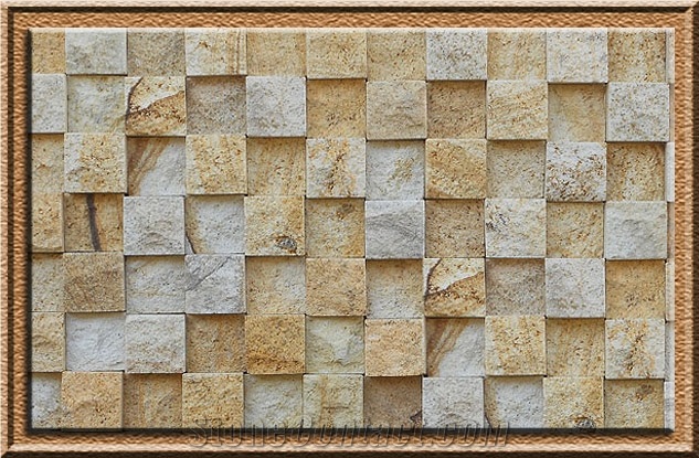 Yellow Palimanan Sandstone Wall Mosaic