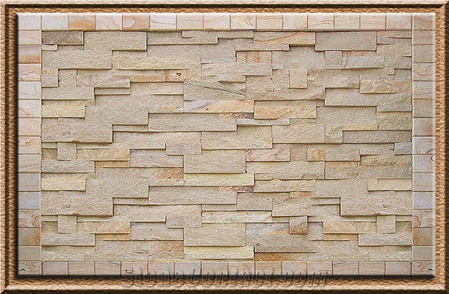 Yellow Palimanan Sandstone Wall Mosaic