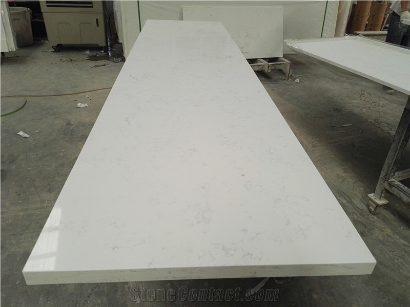 White Polished Quartz Stone Kitchen Countertop V120,Kitchen Desk Tops,Kitchen Island Tops,Kitchen Bar Top,Kitchen Worktops