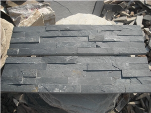 China Black Slate Stacked Stone,Hebei Black Slate Cultured Stone, Ledge Stone for Wall Cladding Stone