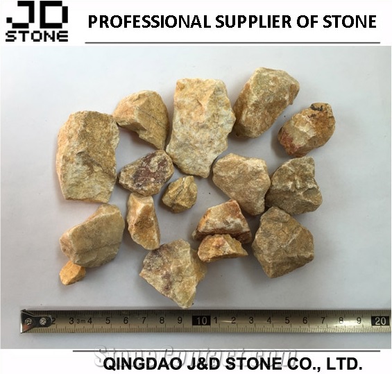 3-5 cm Sliced Pebbles, Yellow Stone Chips, Yellow Crushed Stone Landscaping