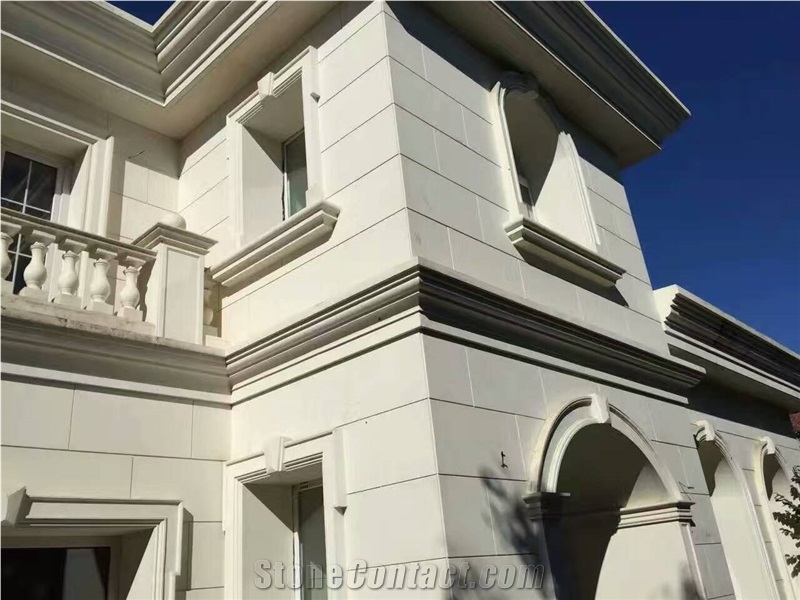 China North White Sandstone Good Hardness Honed Building Facades Wall Stones Competitive Prices