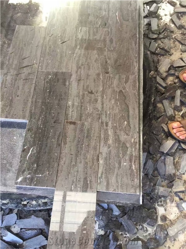 Dark Brown Limestone Polished Slabs, Limestone Floor Tiles from China
