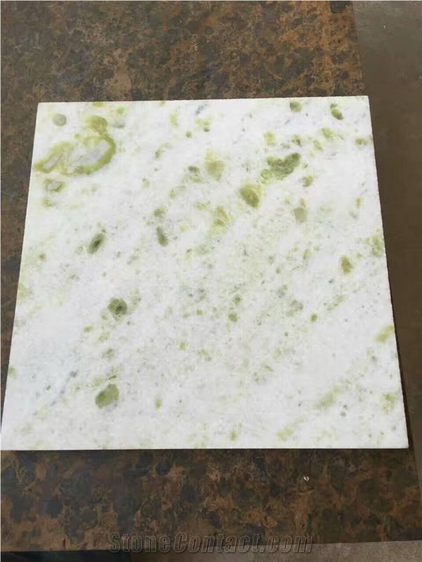 Fresh Green Grassland White Marble Slabs Tiles Competitive Prices