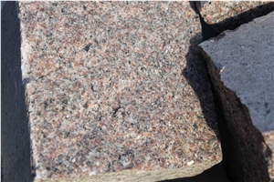 G354 Peach Red Dark Red Granite Cobble Stone Cube Stone Paving Stone Lowest Prices