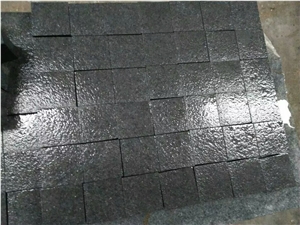 G654 Dark Grey Granite Sawn Cube Stone Flamed Surface Competitive Prices