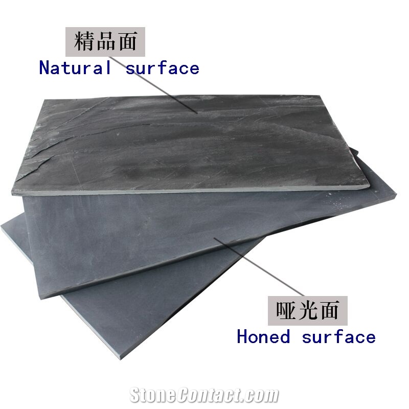 Natural Black Slate None Rust Natural Surface Honed Surface Tiles for Floor Low Prices