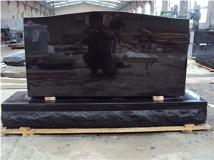 Shanxi Black Granite Tombstones Super Quality Usa American Style Monuments