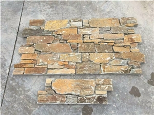 Yellow Brown Slate Stacked Ledge Castle Stone Veneer Competitive Prices