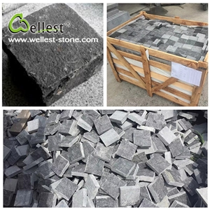 G684 Black Granite Natural Top Other Sides Sawn-Cut Cube Pavers for Garden Paving